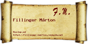 Fillinger Márton névjegykártya